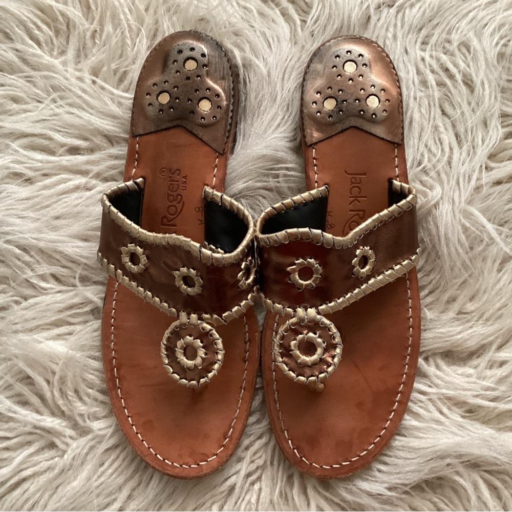 Jack Rogers Iconic Gold Bronze Metallic Sandals size 8